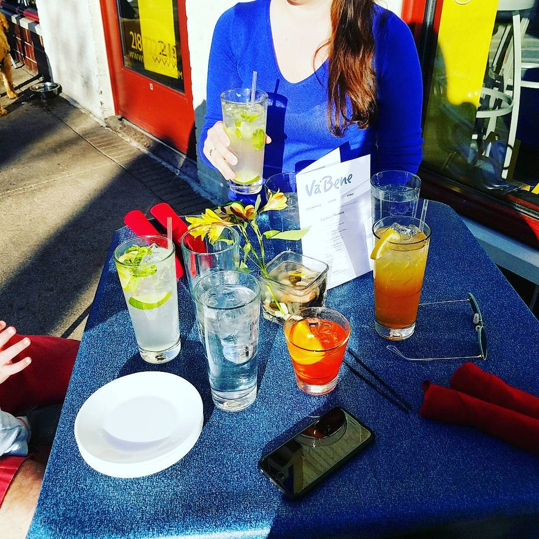 Va Bene Instagram Photo: @vabenecaffe Mojitos, old fashionds, and tea oh my! Beautiful day for a happy hour or two outside